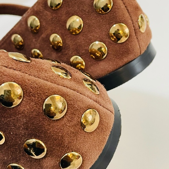Madewell Greta Ballet Leather Flat in Leather Suede Gold Studs - Picture 11 of 12
